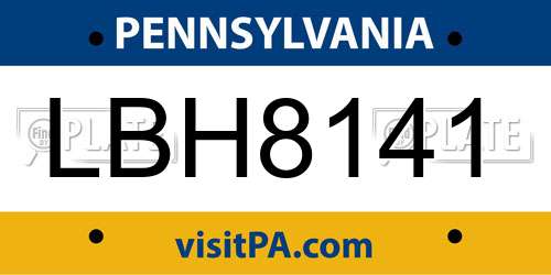 LBH8141 Pennsylvania License Plate
