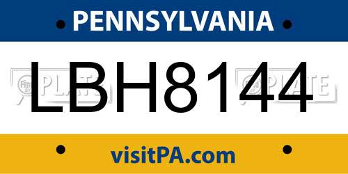 LBH8144 Pennsylvania License Plate