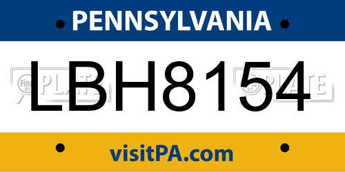 LBH8154 Pennsylvania License Plate