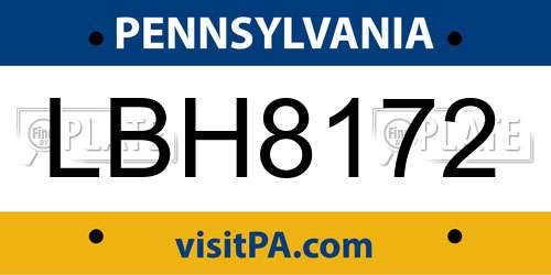 LBH8172 Pennsylvania License Plate
