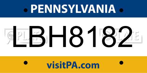LBH8182 Pennsylvania License Plate