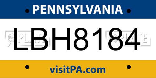 LBH8184 Pennsylvania License Plate