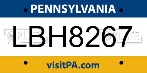 LBH8267 Pennsylvania License Plate
