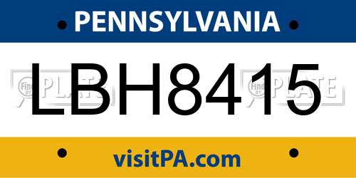 LBH8415 Pennsylvania License Plate