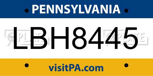 LBH8445 Pennsylvania License Plate