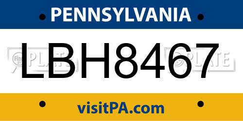 LBH8467 Pennsylvania License Plate