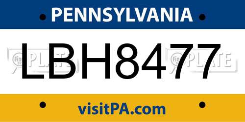 LBH8477 Pennsylvania License Plate