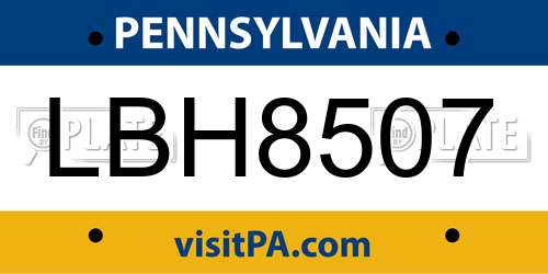 LBH8507 Pennsylvania License Plate