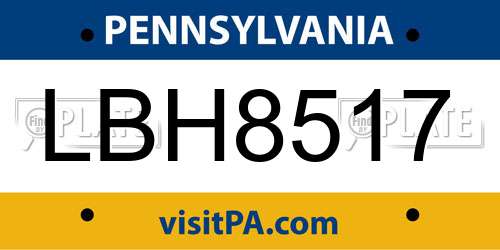 LBH8517 Pennsylvania License Plate