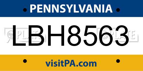 LBH8563 Pennsylvania License Plate