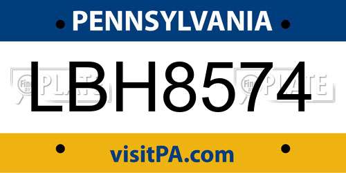 LBH8574 Pennsylvania License Plate