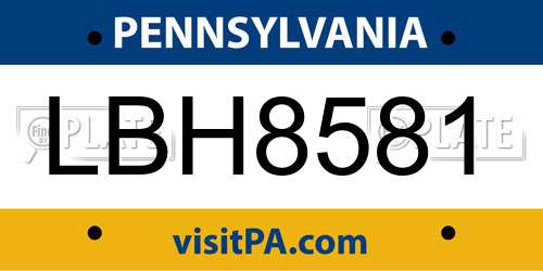 LBH8581 Pennsylvania License Plate