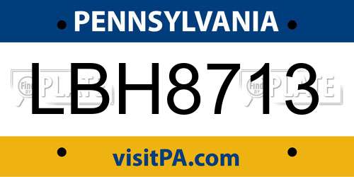 LBH8713 Pennsylvania License Plate