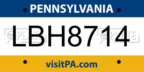 LBH8714 Pennsylvania License Plate