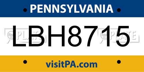LBH8715 Pennsylvania License Plate