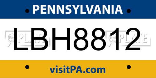 LBH8812 Pennsylvania License Plate