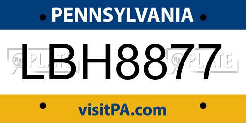 LBH8877 Pennsylvania License Plate