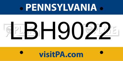 LBH9022 Pennsylvania License Plate