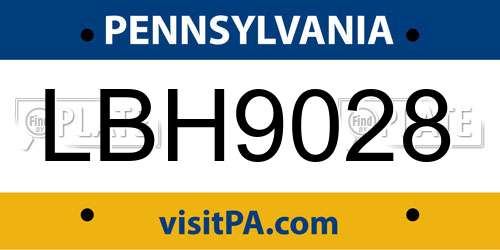 LBH9028 Pennsylvania License Plate