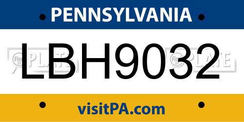LBH9032 Pennsylvania License Plate