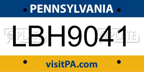 LBH9041 Pennsylvania License Plate