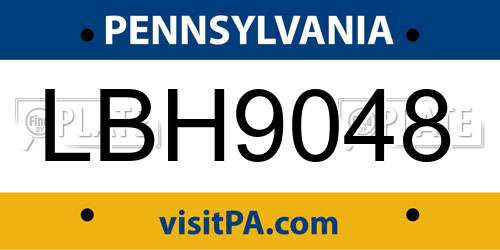 LBH9048 Pennsylvania License Plate