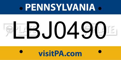 LBJ0490 Pennsylvania License Plate