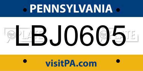 LBJ0605 Pennsylvania License Plate