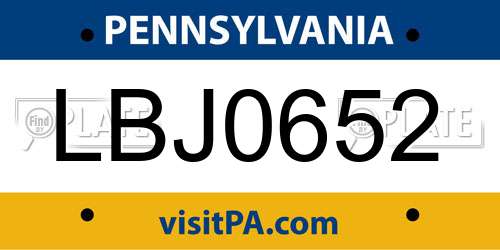 LBJ0652 Pennsylvania License Plate