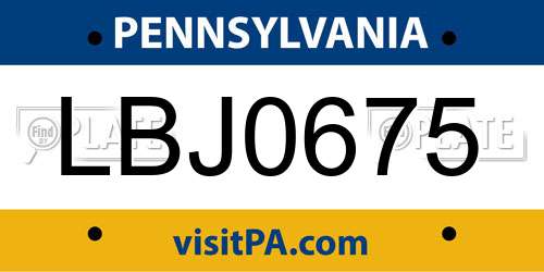 LBJ0675 Pennsylvania License Plate