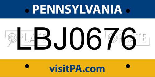 LBJ0676 Pennsylvania License Plate