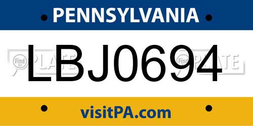 LBJ0694 Pennsylvania License Plate