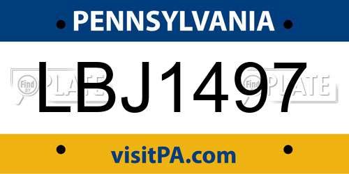 LBJ1497 Pennsylvania License Plate
