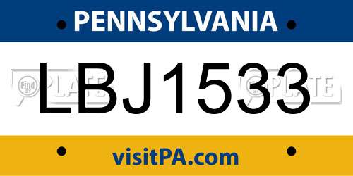 LBJ1533 Pennsylvania License Plate