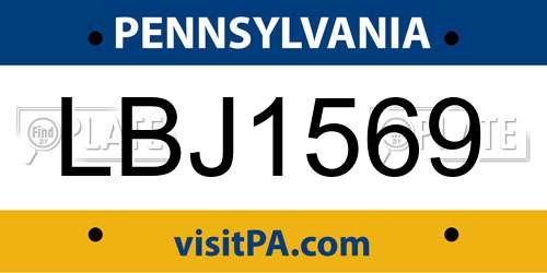 LBJ1569 Pennsylvania License Plate