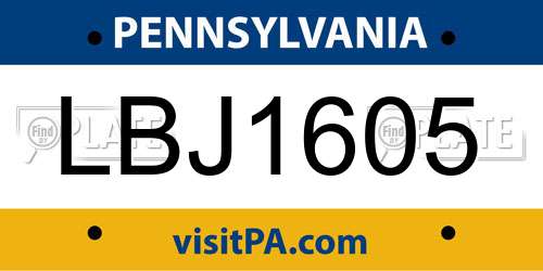 LBJ1605 Pennsylvania License Plate