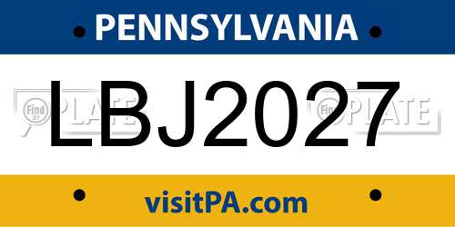 LBJ2027 Pennsylvania License Plate