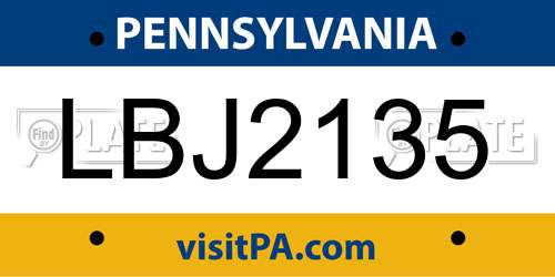 LBJ2135 Pennsylvania License Plate