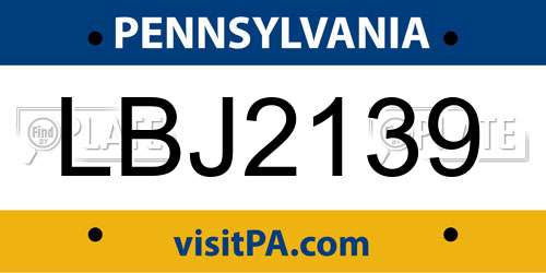 LBJ2139 Pennsylvania License Plate