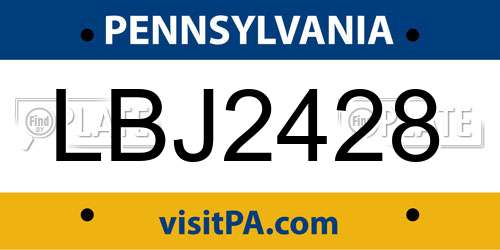 LBJ2428 Pennsylvania License Plate