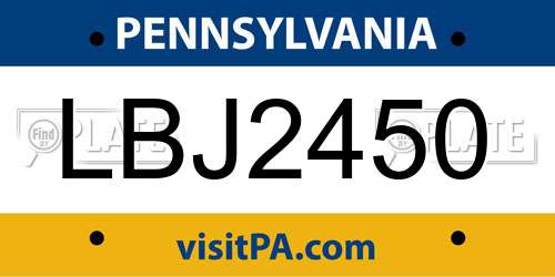 LBJ2450 Pennsylvania License Plate