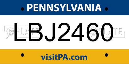 LBJ2460 Pennsylvania License Plate