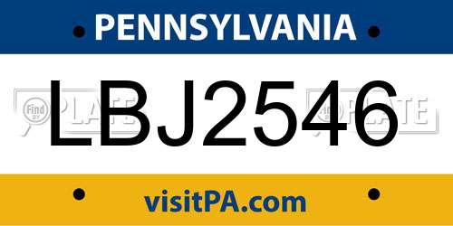 LBJ2546 Pennsylvania License Plate
