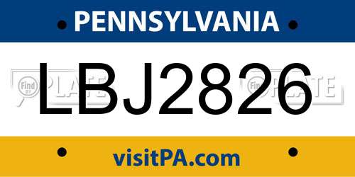 LBJ2826 Pennsylvania License Plate
