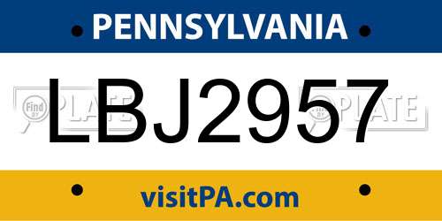 LBJ2957 Pennsylvania License Plate