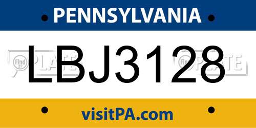 LBJ3128 Pennsylvania License Plate