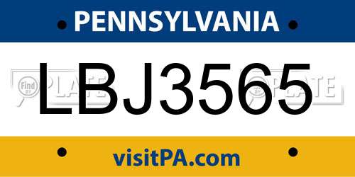 LBJ3565 Pennsylvania License Plate