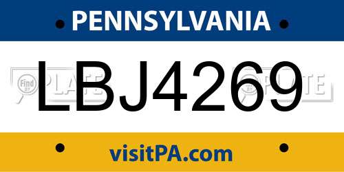 LBJ4269 Pennsylvania License Plate