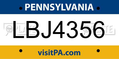 LBJ4356 Pennsylvania License Plate