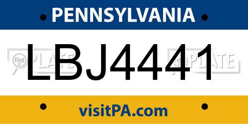 LBJ4441 Pennsylvania License Plate